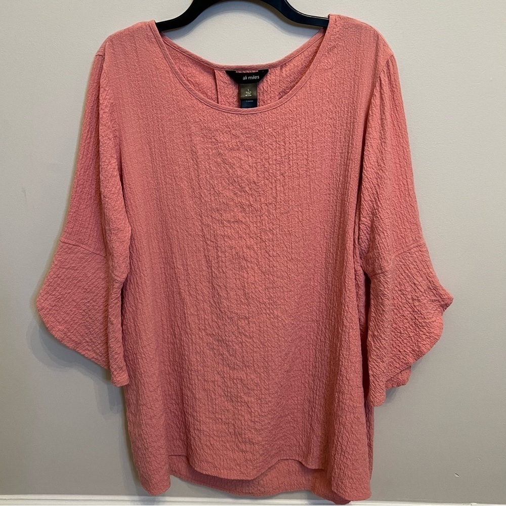 Ali Miles Pink Textured Tunic Top